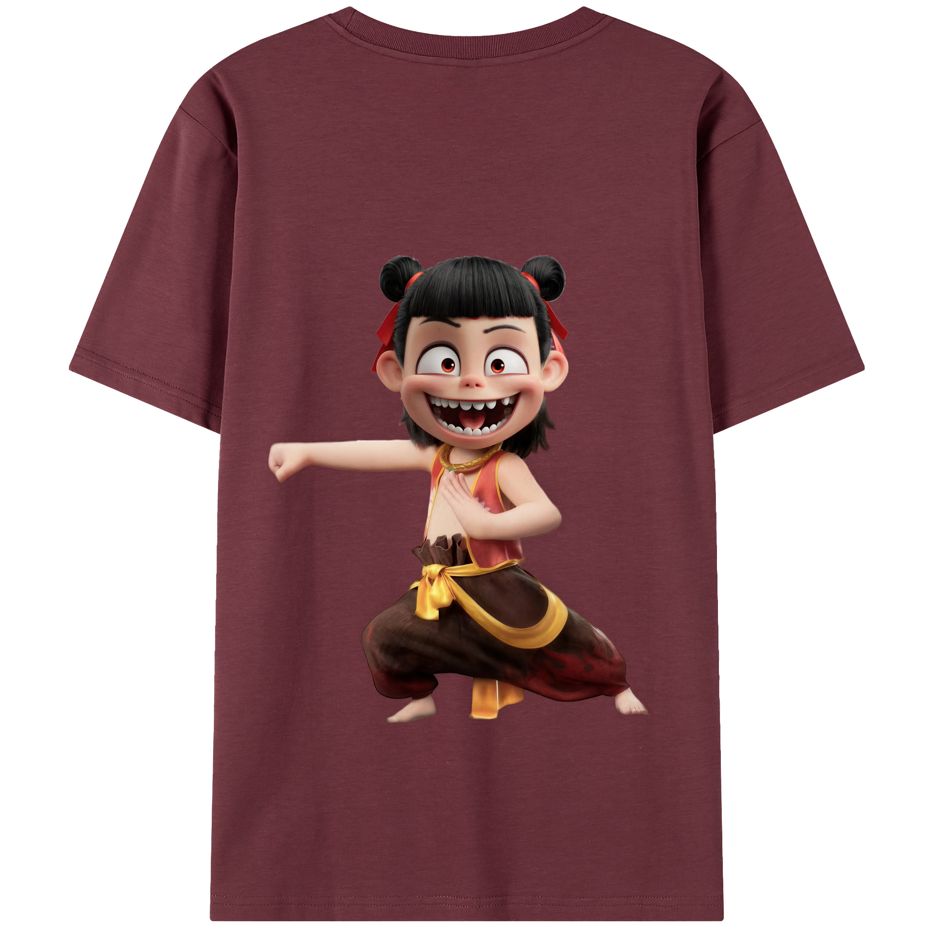 （画像用） Ne Zha 2 ナタ 魔童の大暴れ 綿100％半袖Tシャツ（背面プリント）